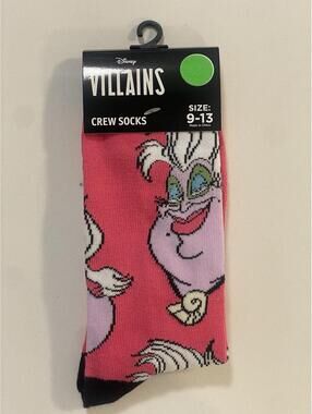 Disney Ursula Novelty Crew Socks Little Mermaid Sz 9-13 New